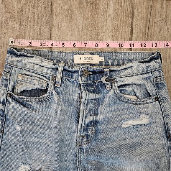 Hidden Jeans Wide Leg Distressed Button Fly Denim Women’s 25 Light Wash Grunge - Picture 8 of 14